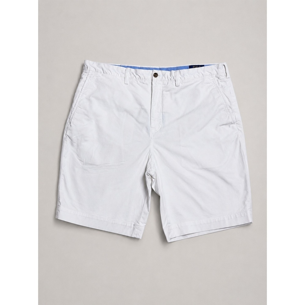 Polo Ralph Lauren Mens 38 White Stretch Classic Fit Chino Shorts Left Hand Twill